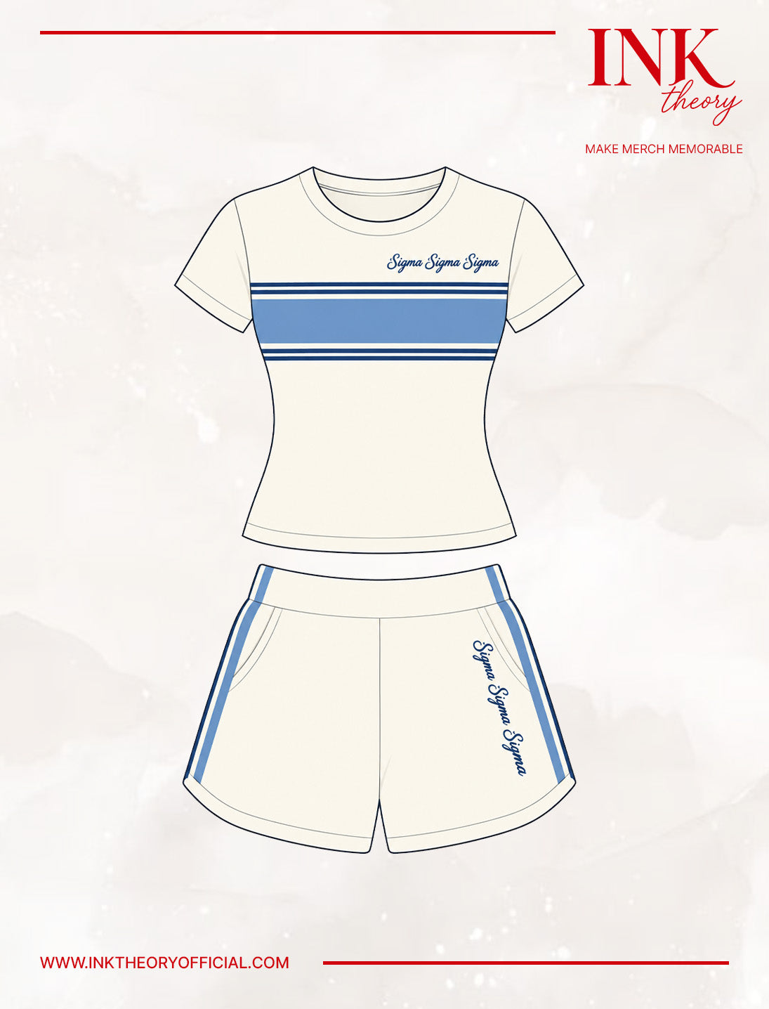 White Baby Tee and Shorts Set Sorority