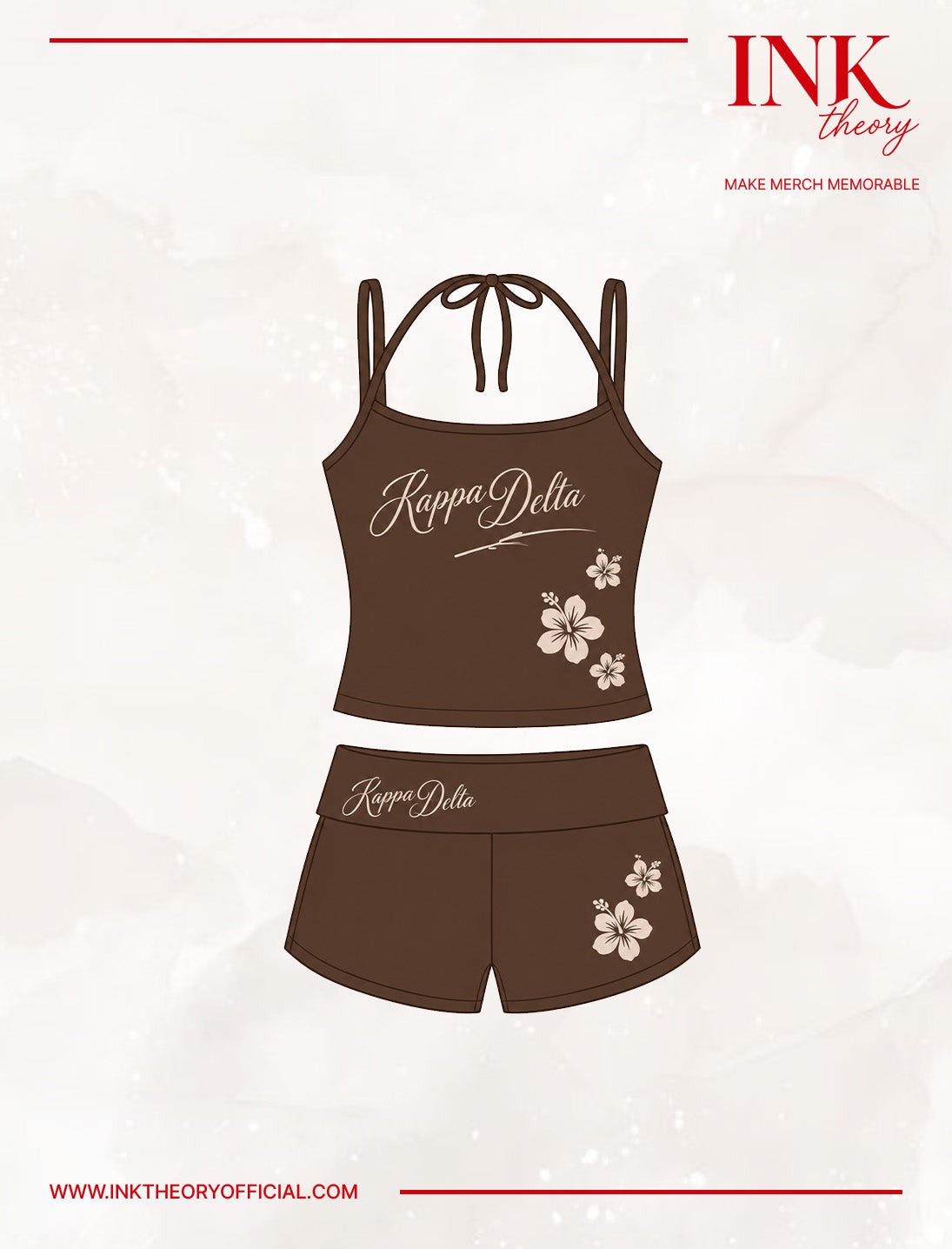 Brown Tieback Tank Foldover Shorts Set