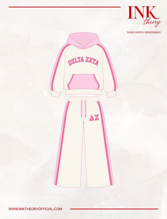 White & Pink Hoodie Set