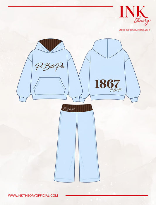 Blue & Brown Hoodie Set