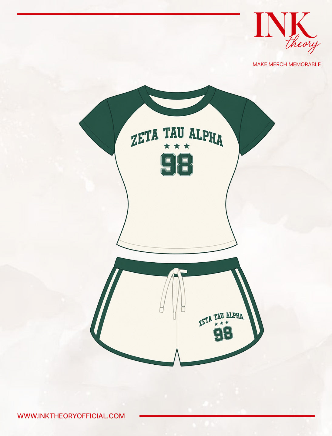Cream Raglan Tee and Shorts Set Sorority