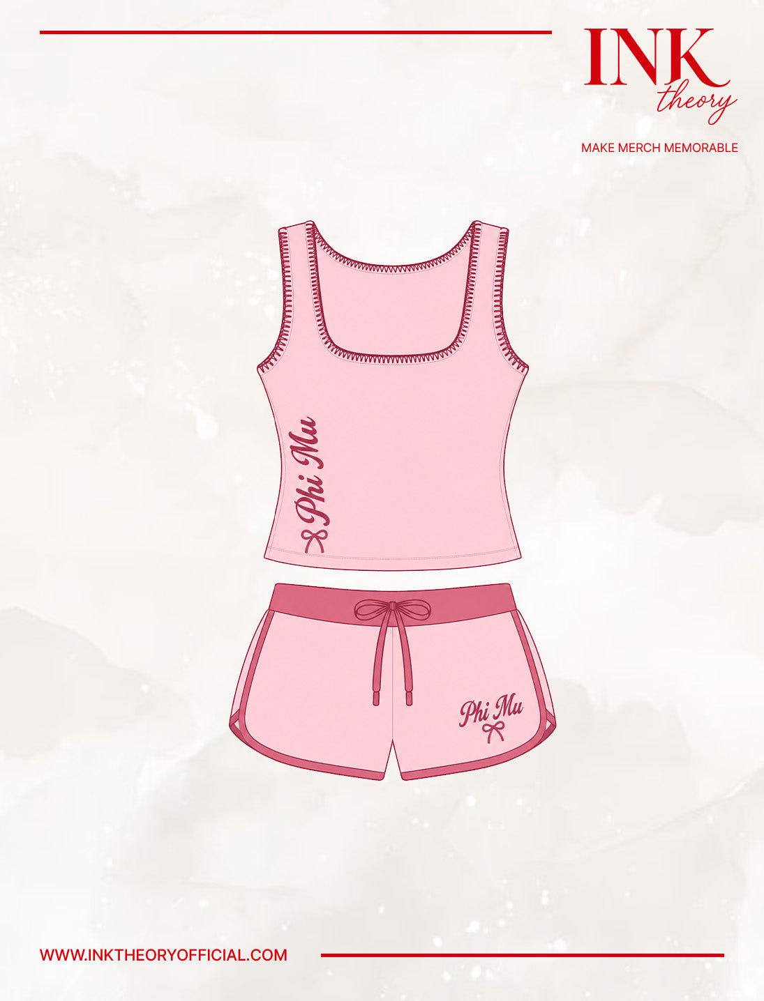 Pink Square Neck Tank Set