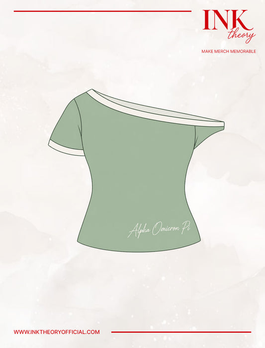 Sage Green Off Shoulder Sorority Tee